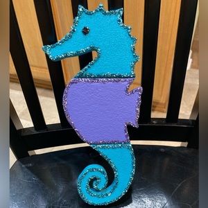 Hand Painted Sea Horse Wall Decor